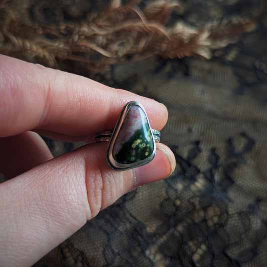 Ocean Jasper Triangle Ring- Size 7