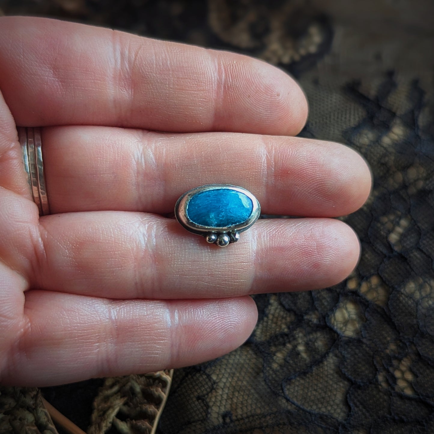 Bright Blue Bubble Ring-Size 7