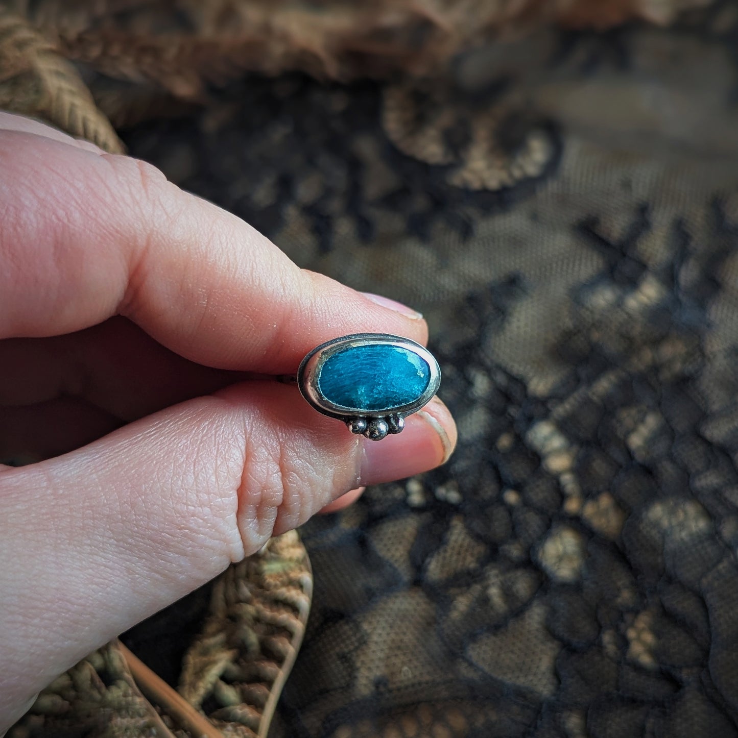 Bright Blue Bubble Ring-Size 7