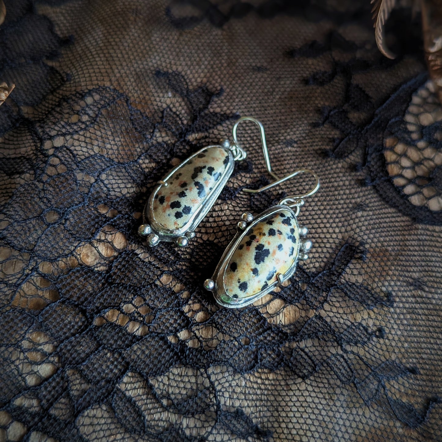 Dalmatian Jasper Bubble Earrings