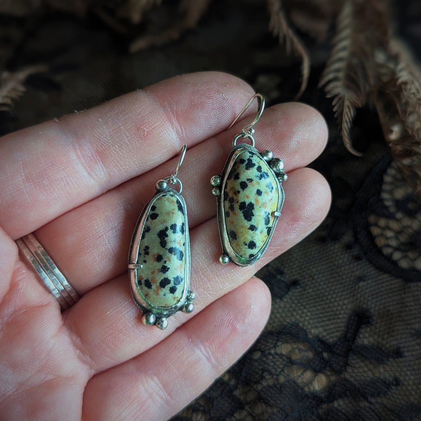 Dalmatian Jasper Bubble Earrings