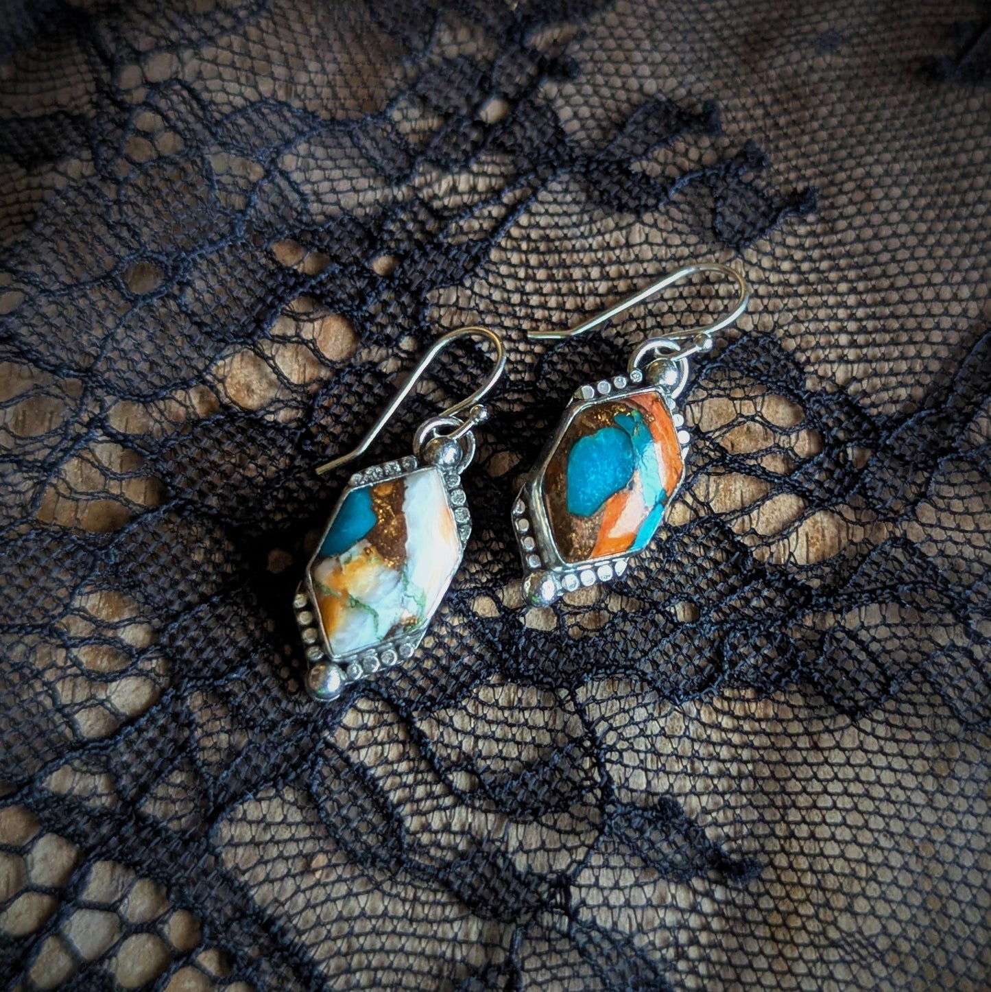 Spiny Oyster Turquoise Ornament Earrings