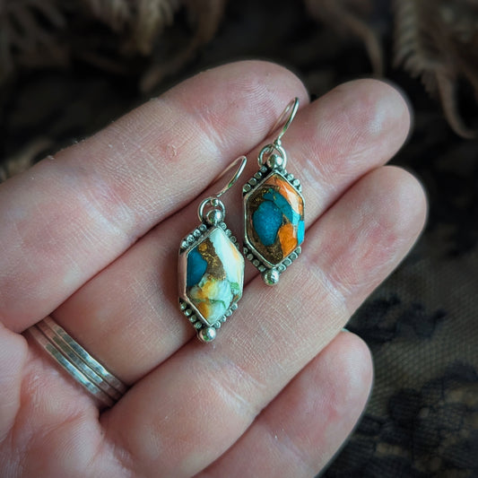 Spiny Oyster Turquoise Ornament Earrings