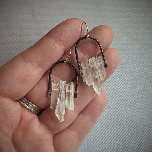 Copper Crystal Peake Earrings
