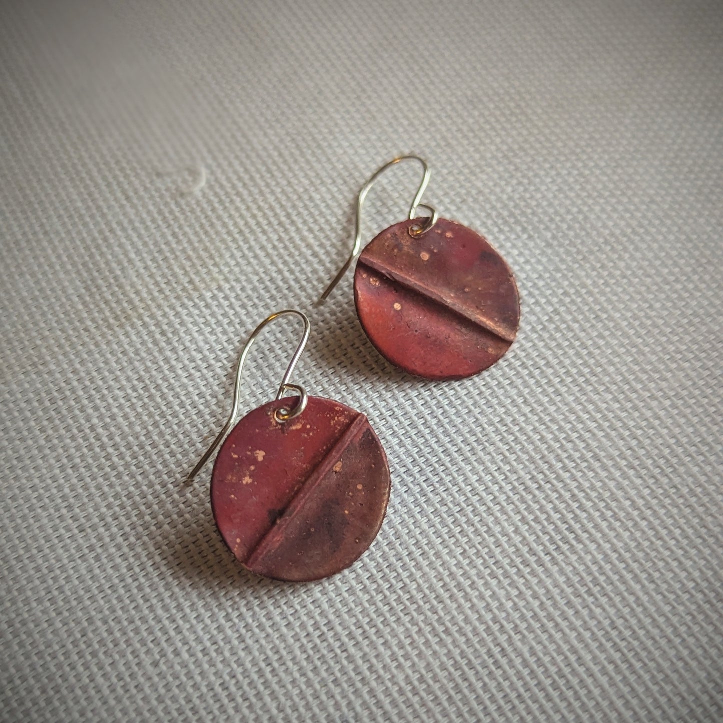 Copper Cherry Red Seam Earrings