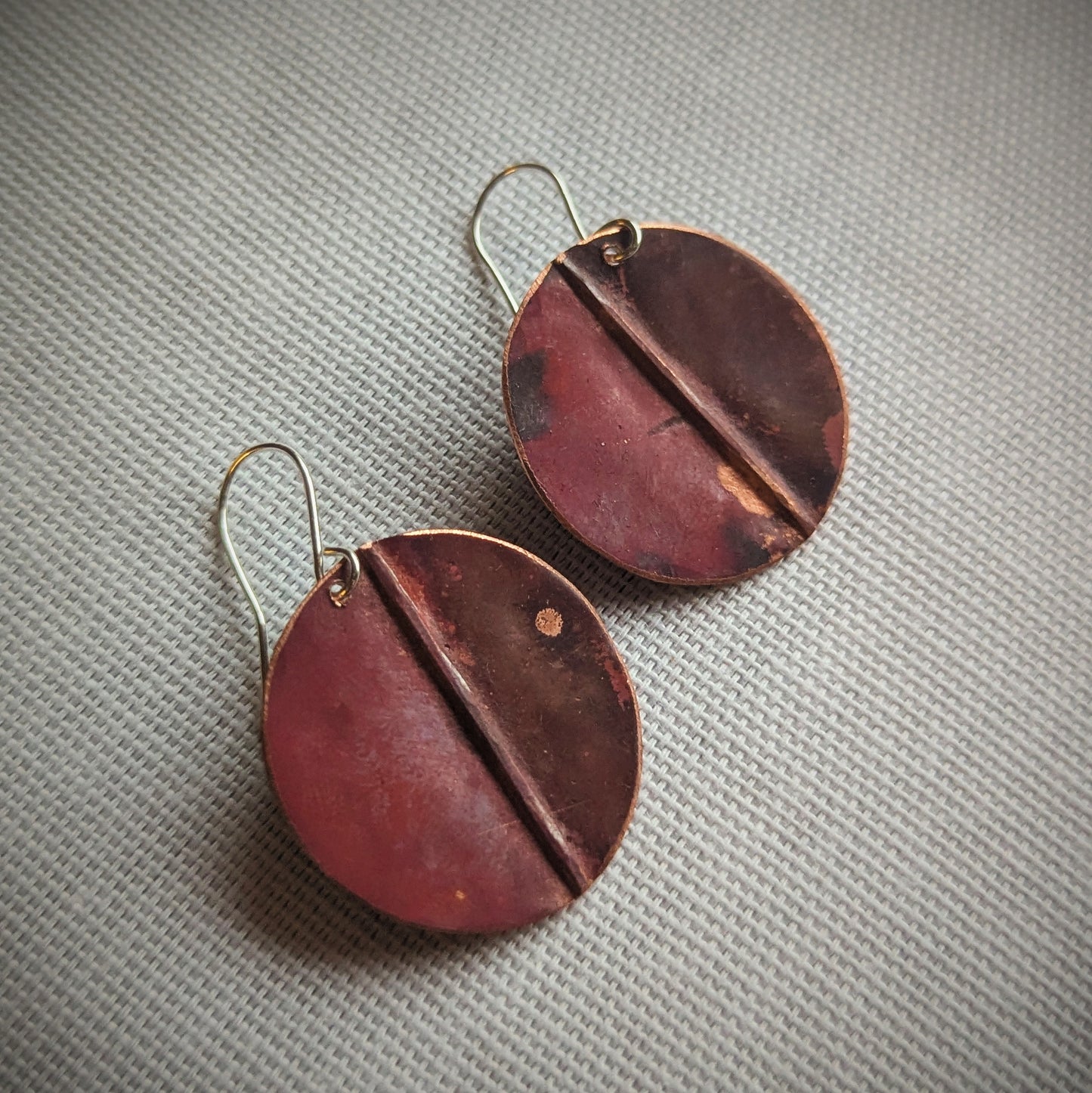 Copper Cherry Red Seam Earrings