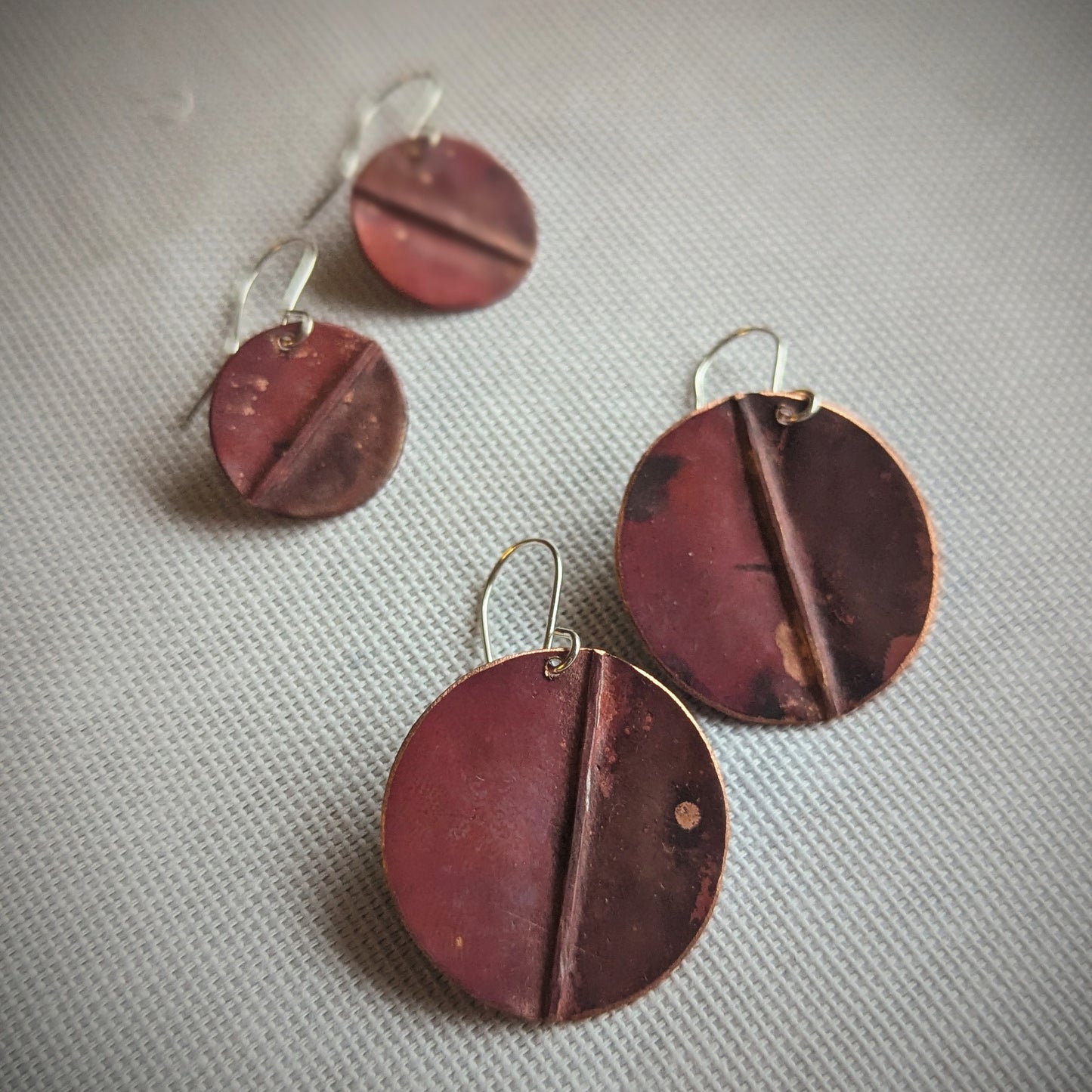 Copper Cherry Red Seam Earrings