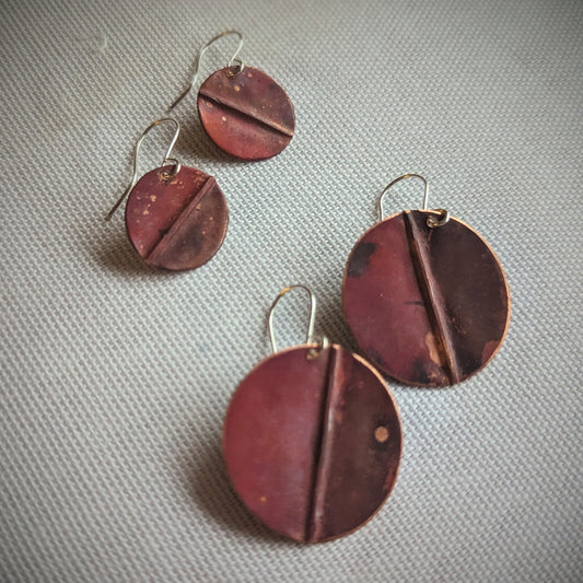Copper Cherry Red Seam Earrings