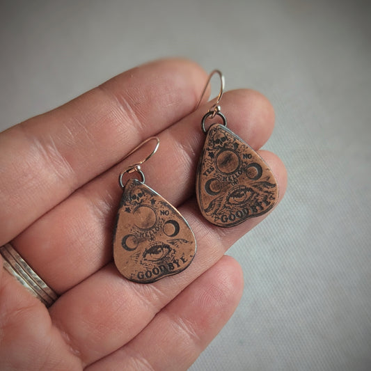 Copper Ouija Planchette Earrings