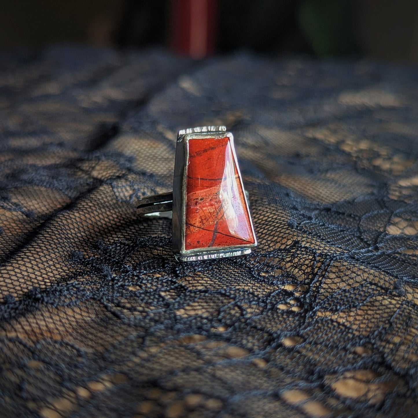 Red Jasper Trap Ring- Size 10