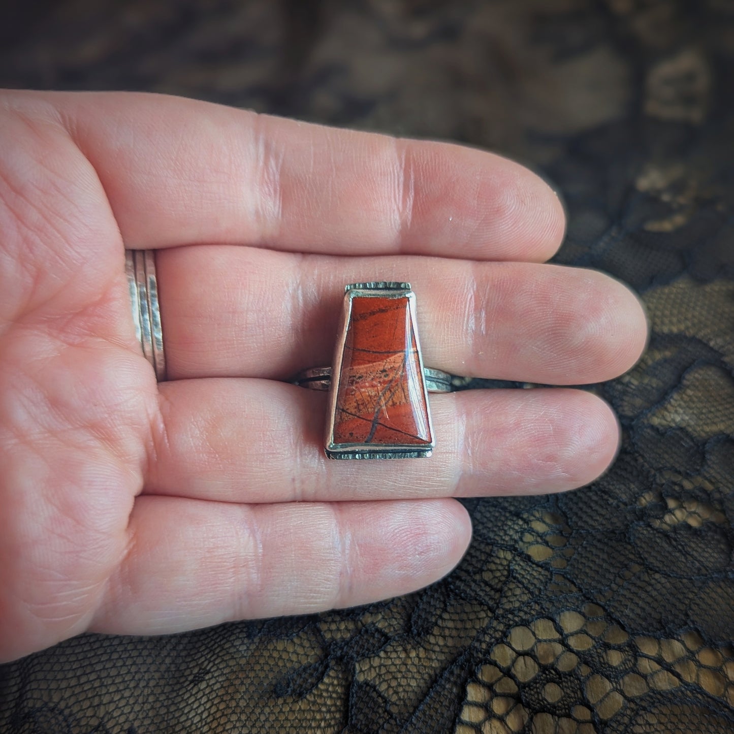 Red Jasper Trap Ring- Size 10