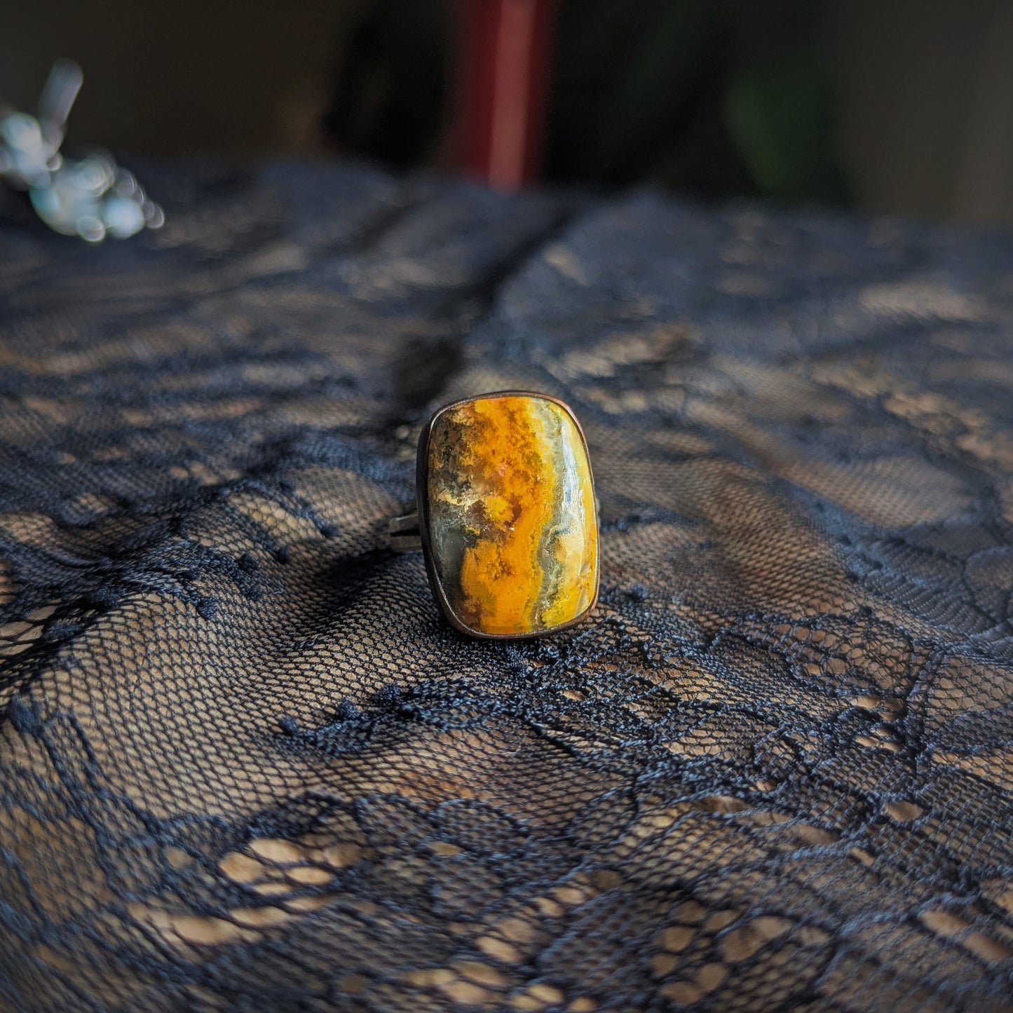 Copper Bumblebee Jasper Ring- 8.5