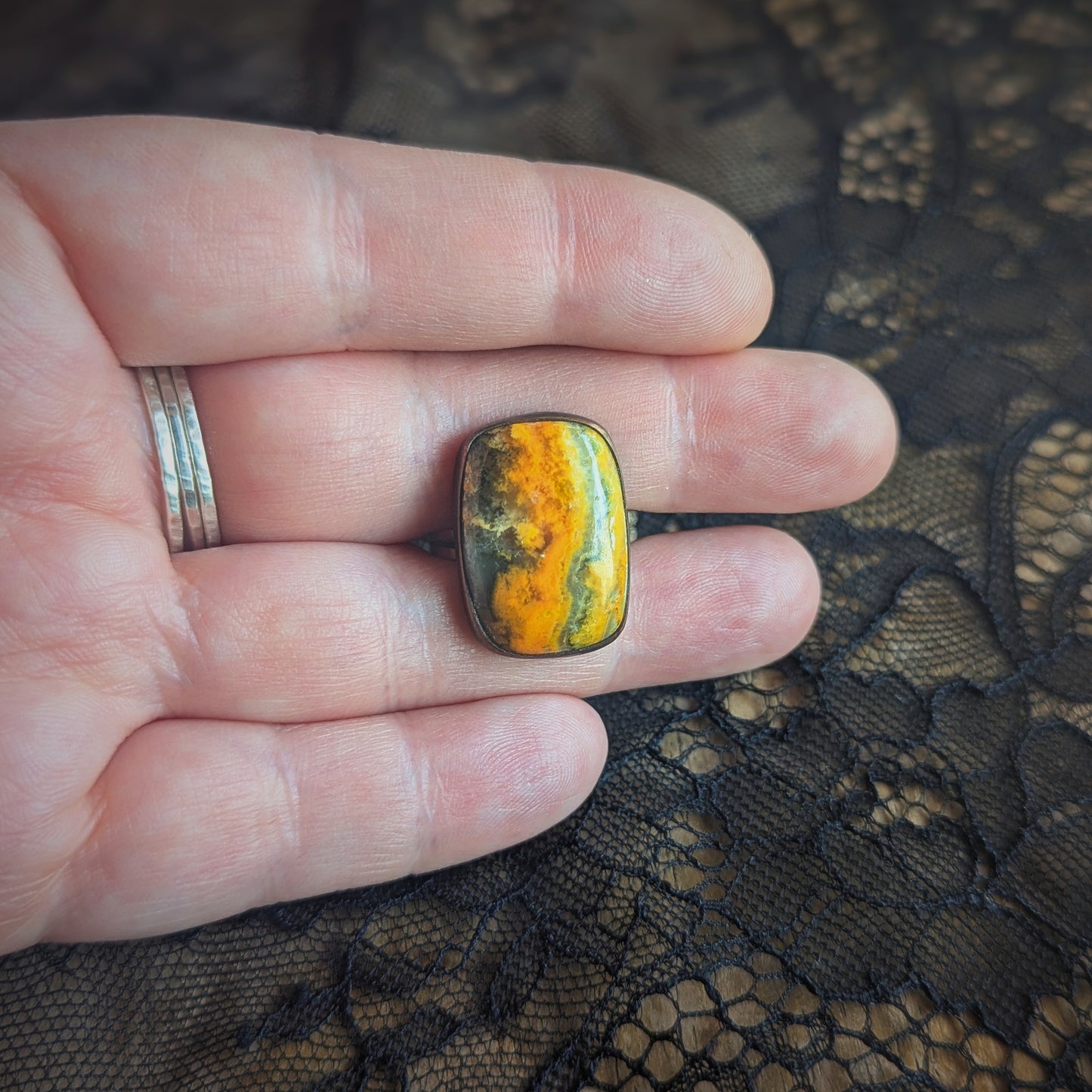 Copper Bumblebee Jasper Ring- 8.5