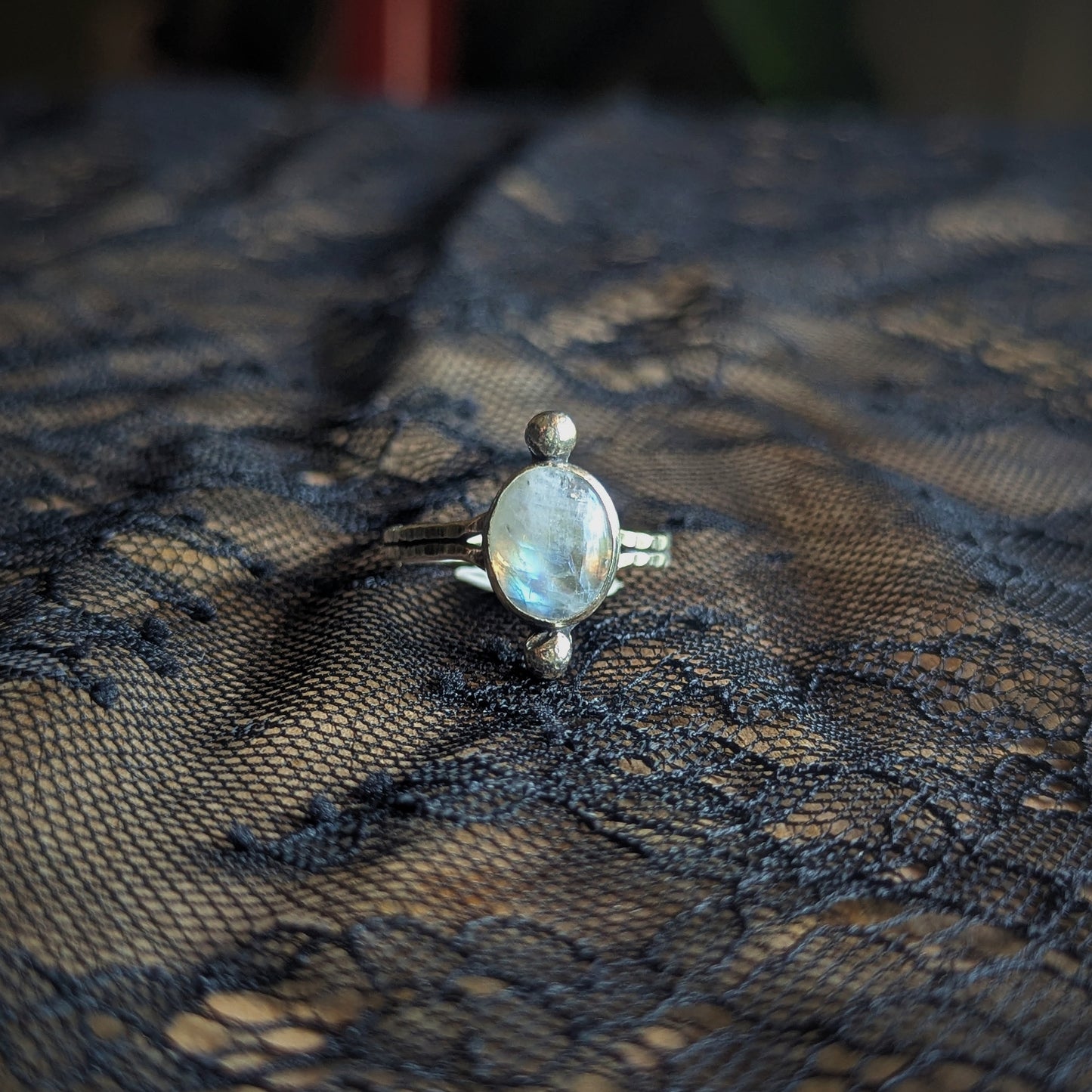 Moonstone Dot Ring- Size 9