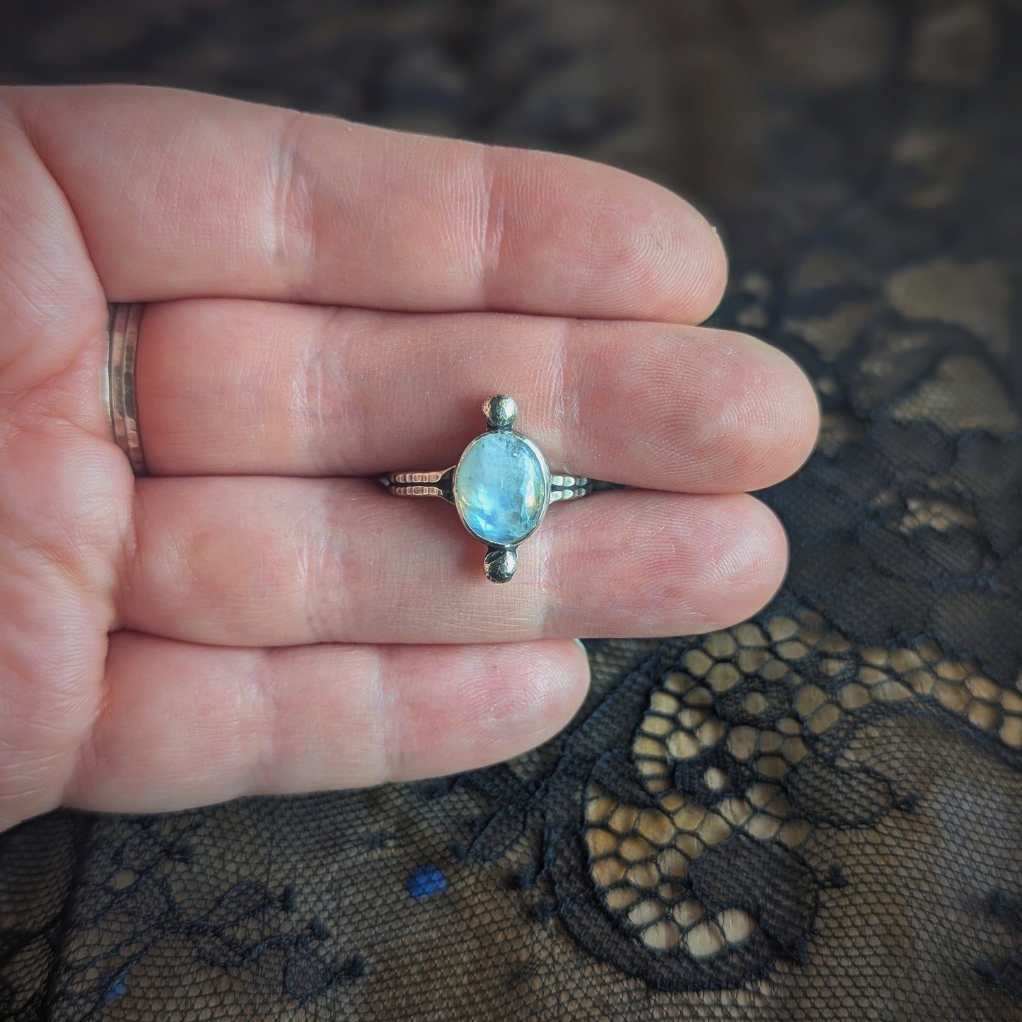 Moonstone Dot Ring- Size 9