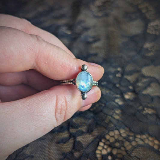 Moonstone Dot Ring- Size 9
