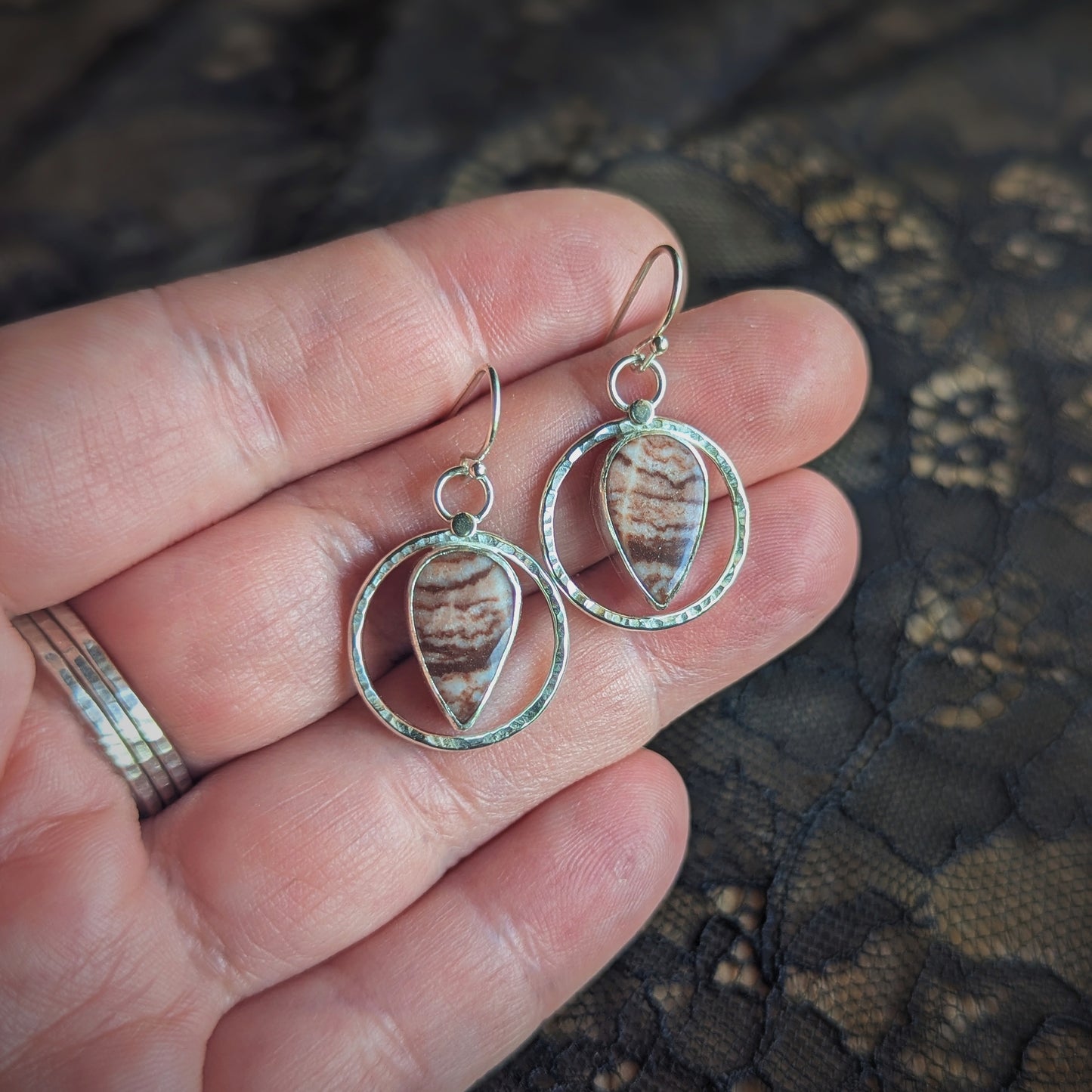 Zebra Jasper Halo Earrings
