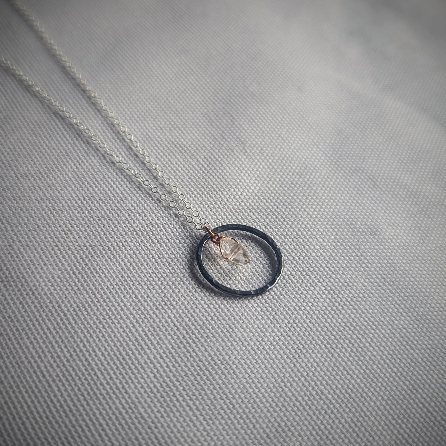 Copper Herkimer Diamond Roundabout Necklace