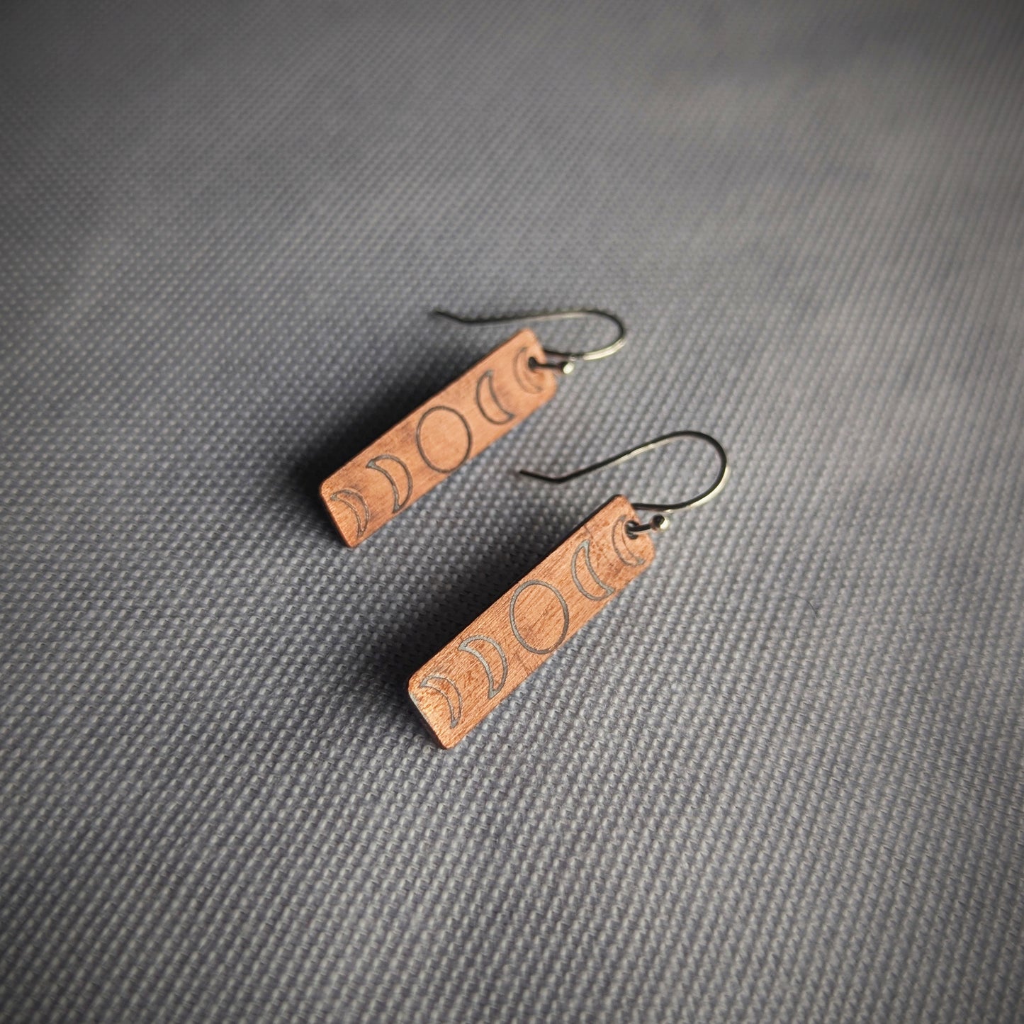 Copper Moon Phase Slab Earrings
