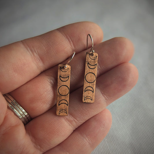 Copper Moon Phase Slab Earrings