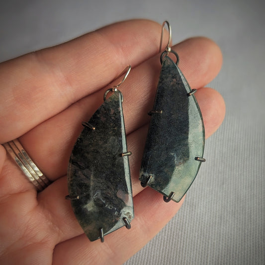 Copper Moss Agate Wing Earrings