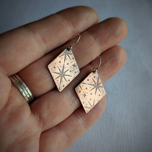 Copper North Star Earrings
