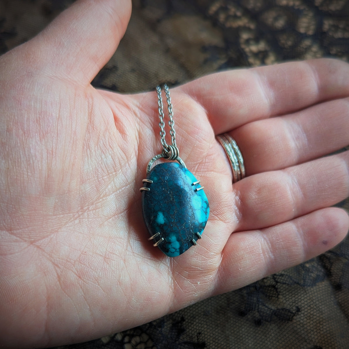 Turquoise Double Prong Necklace
