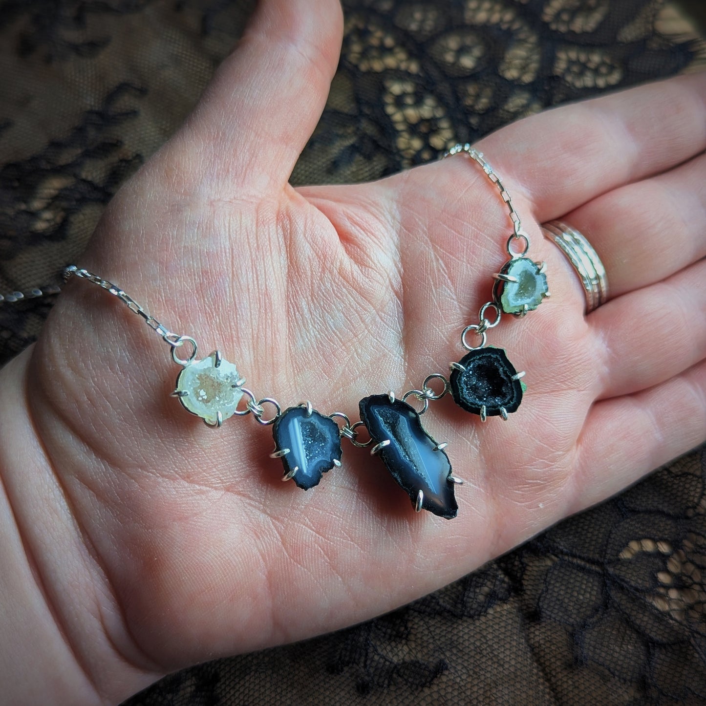 Geode Prong Crown Necklace