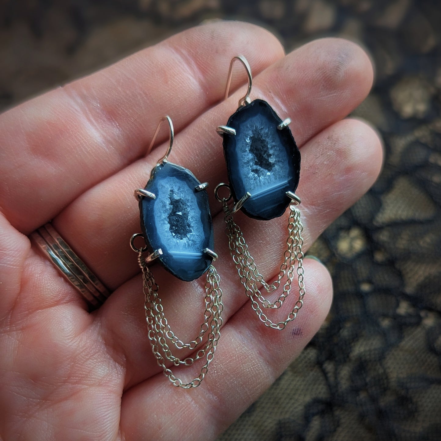 Geode Drip Chain Earrings