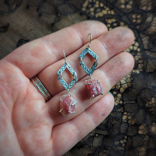 Tourmaline Diamond Dangle Earrings