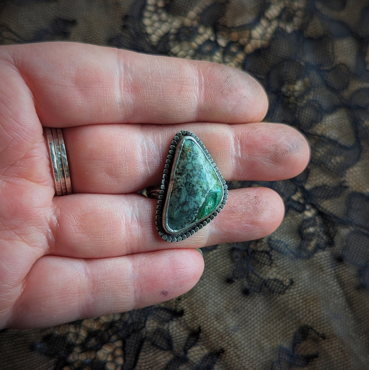 Nevada Agate Triangle Ring - Size 8