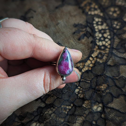 Ruby Zoisite Drop Ring - Size 5
