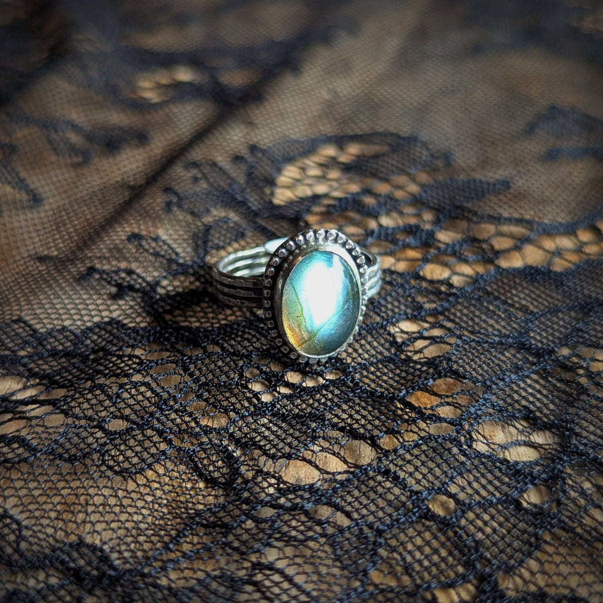 Labradorite Cats Eye Ring - Size 9