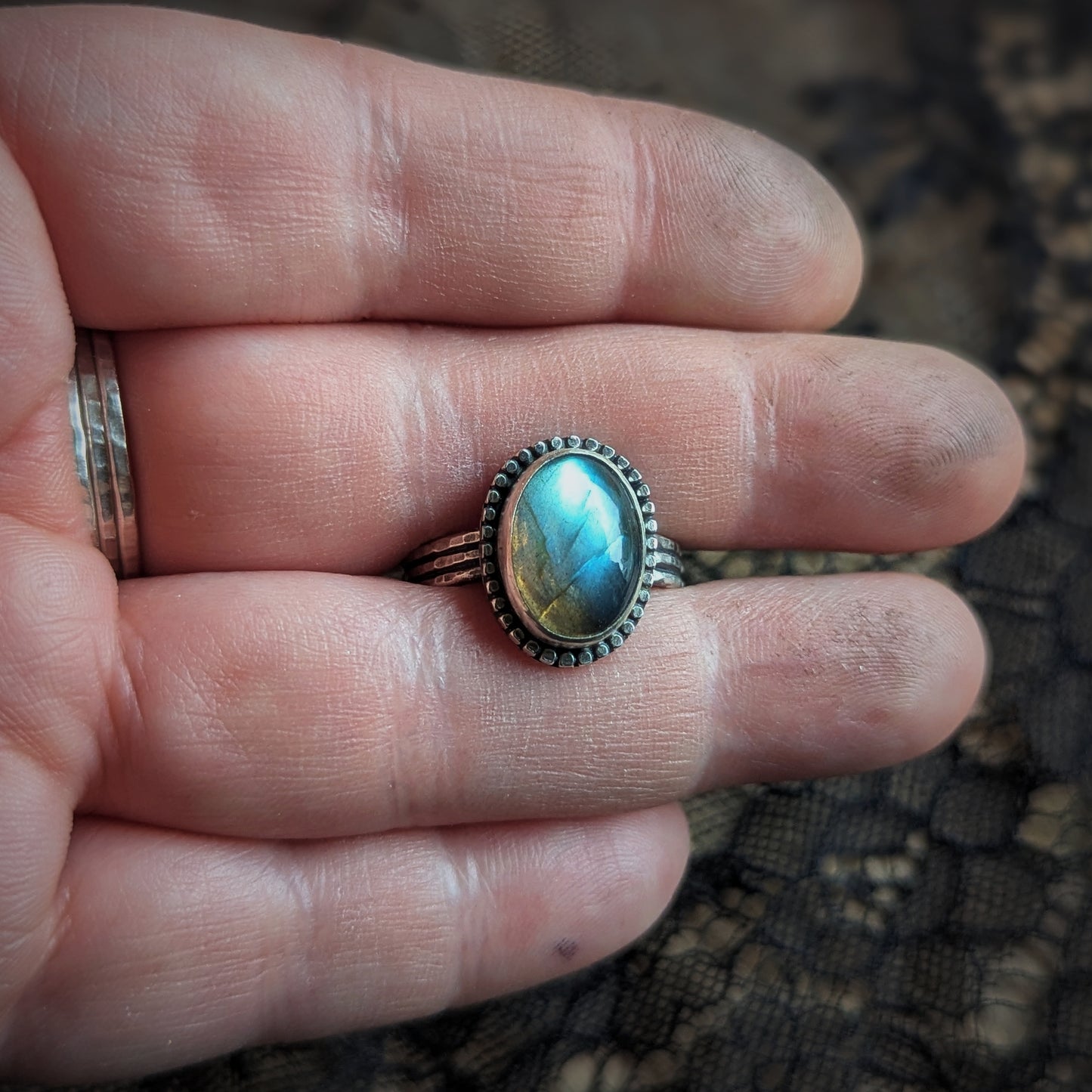 Labradorite Cats Eye Ring - Size 9