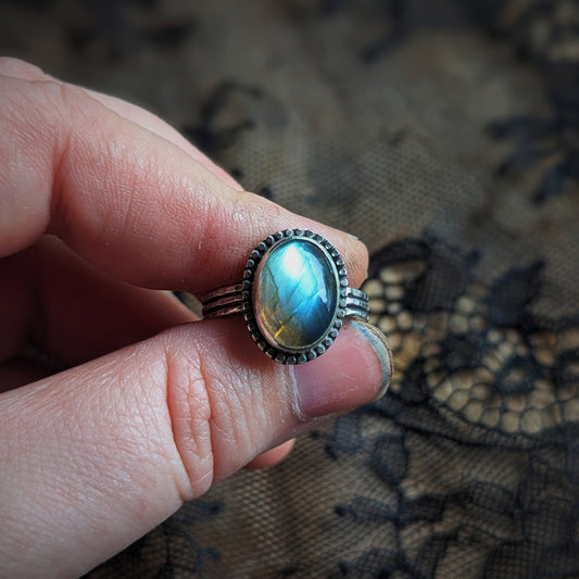 Labradorite Cats Eye Ring - Size 9