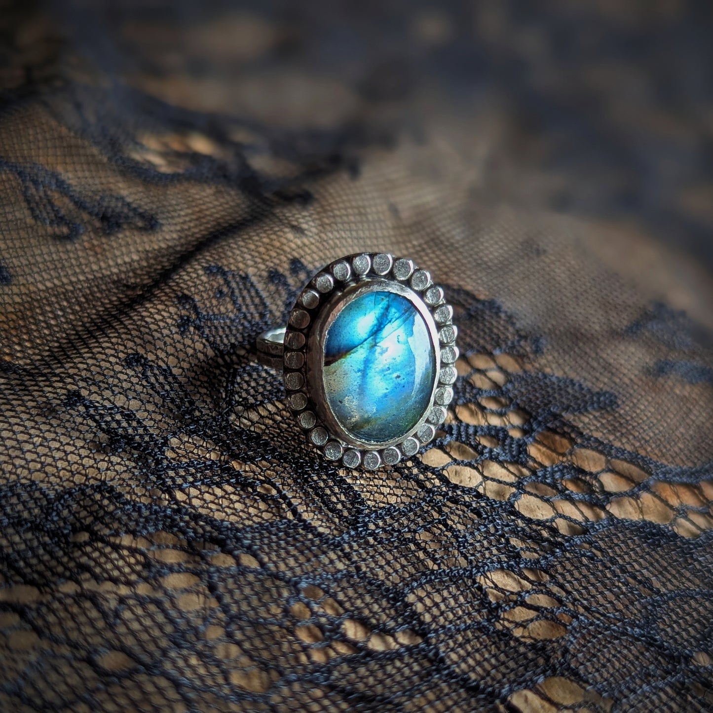 Labradorite Halo Ring - Size 7