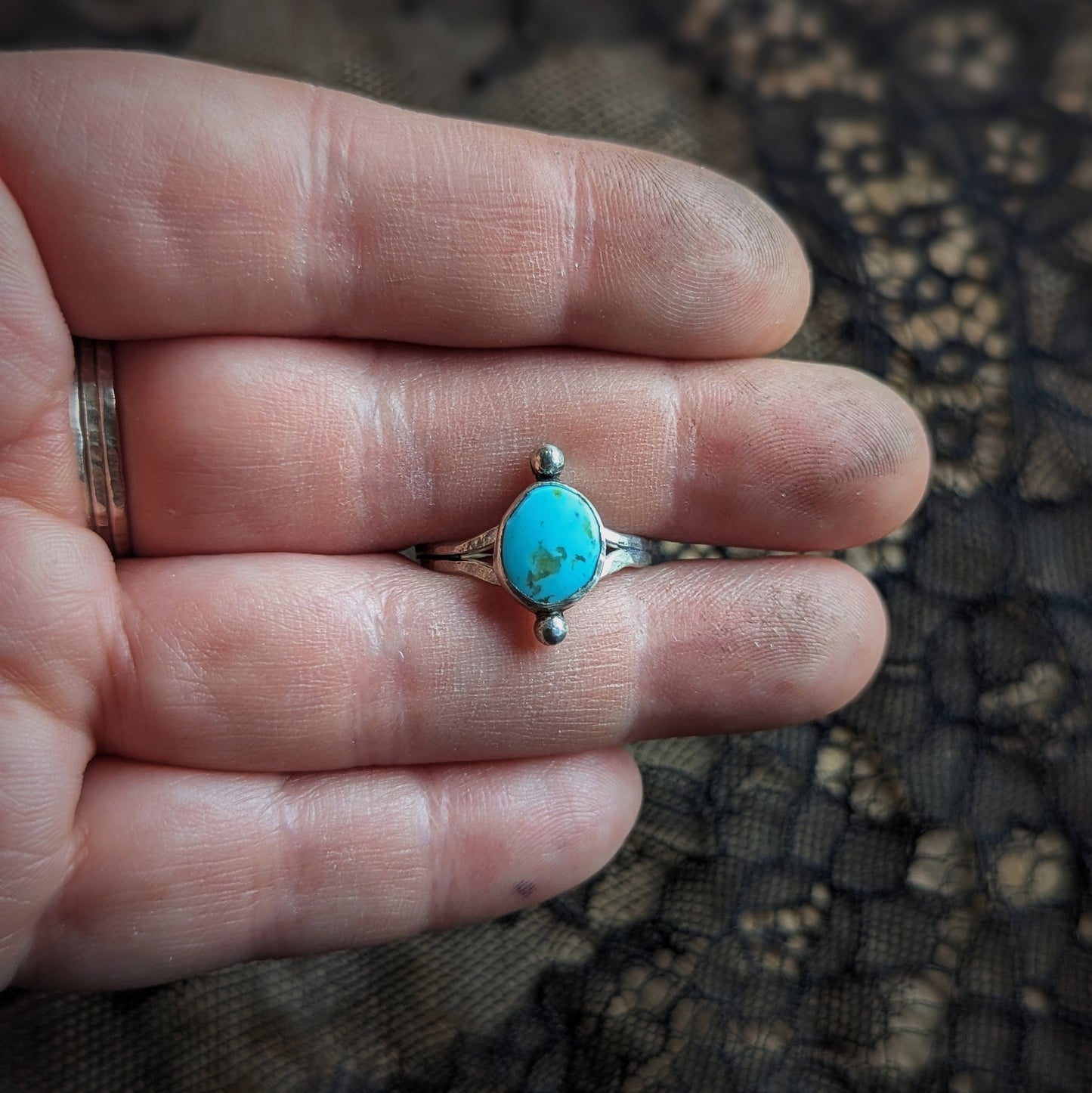 Turquoise Dot Ring - Size 9