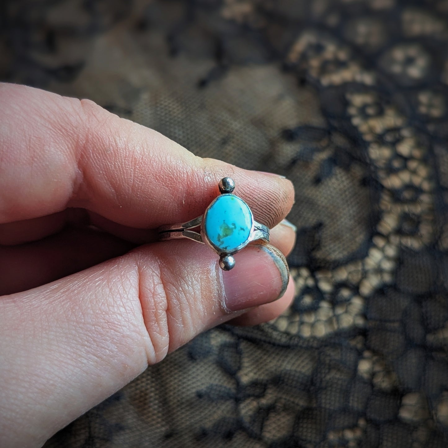 Turquoise Dot Ring - Size 9