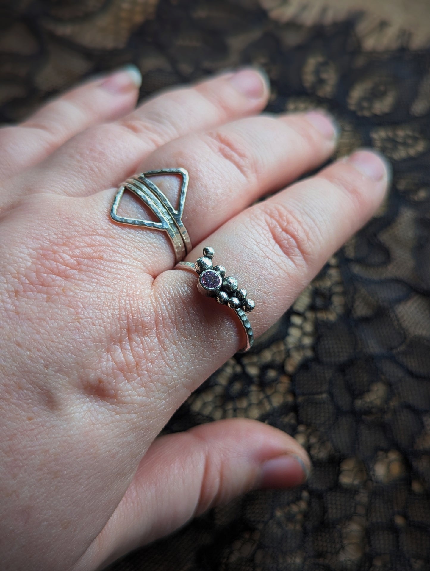 Mystery Pink CZ Bubble Ring