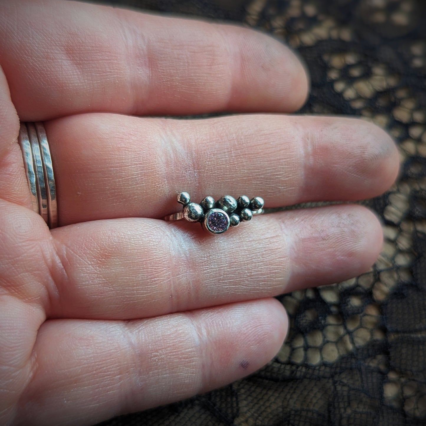 Mystery Pink CZ Bubble Ring