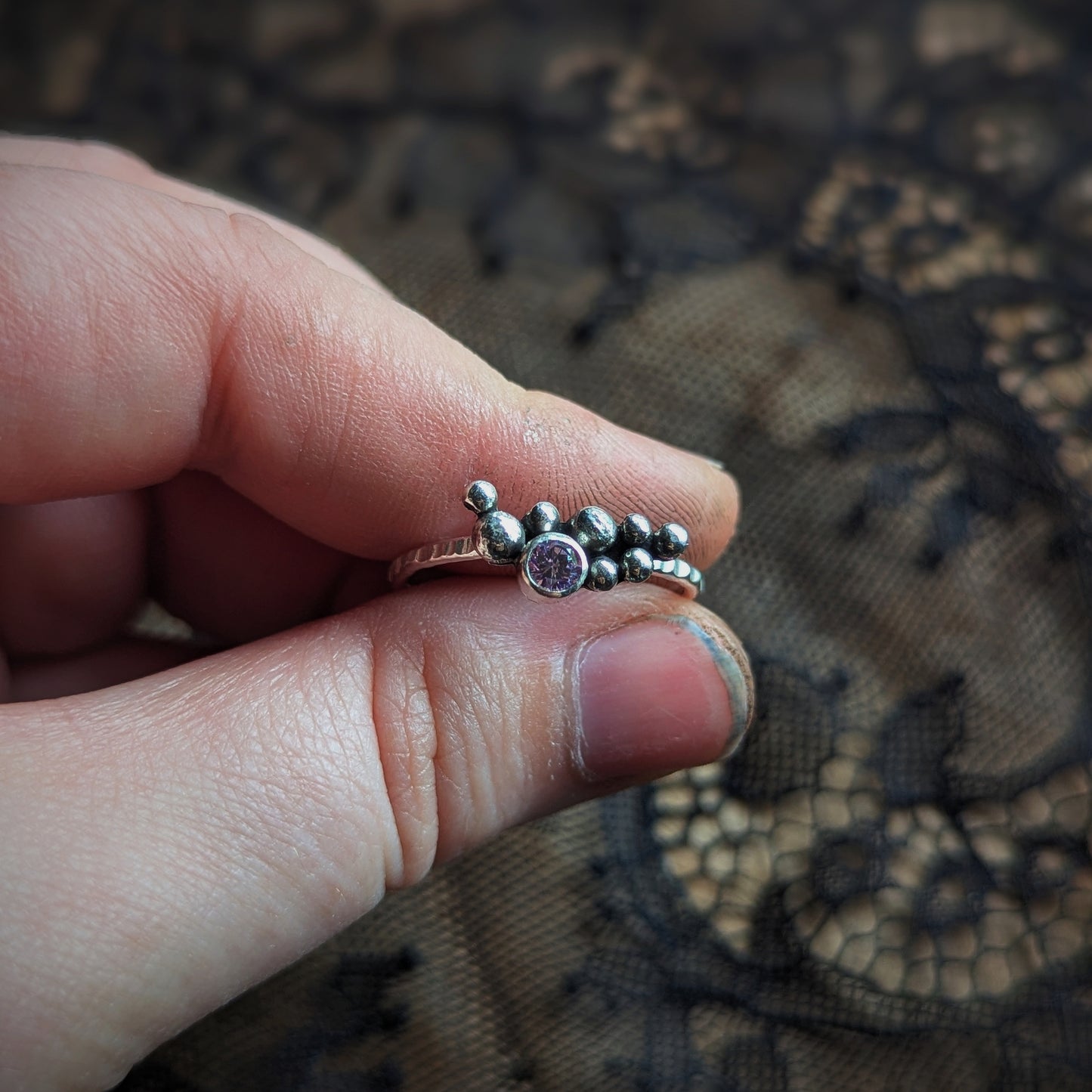Mystery Pink CZ Bubble Ring