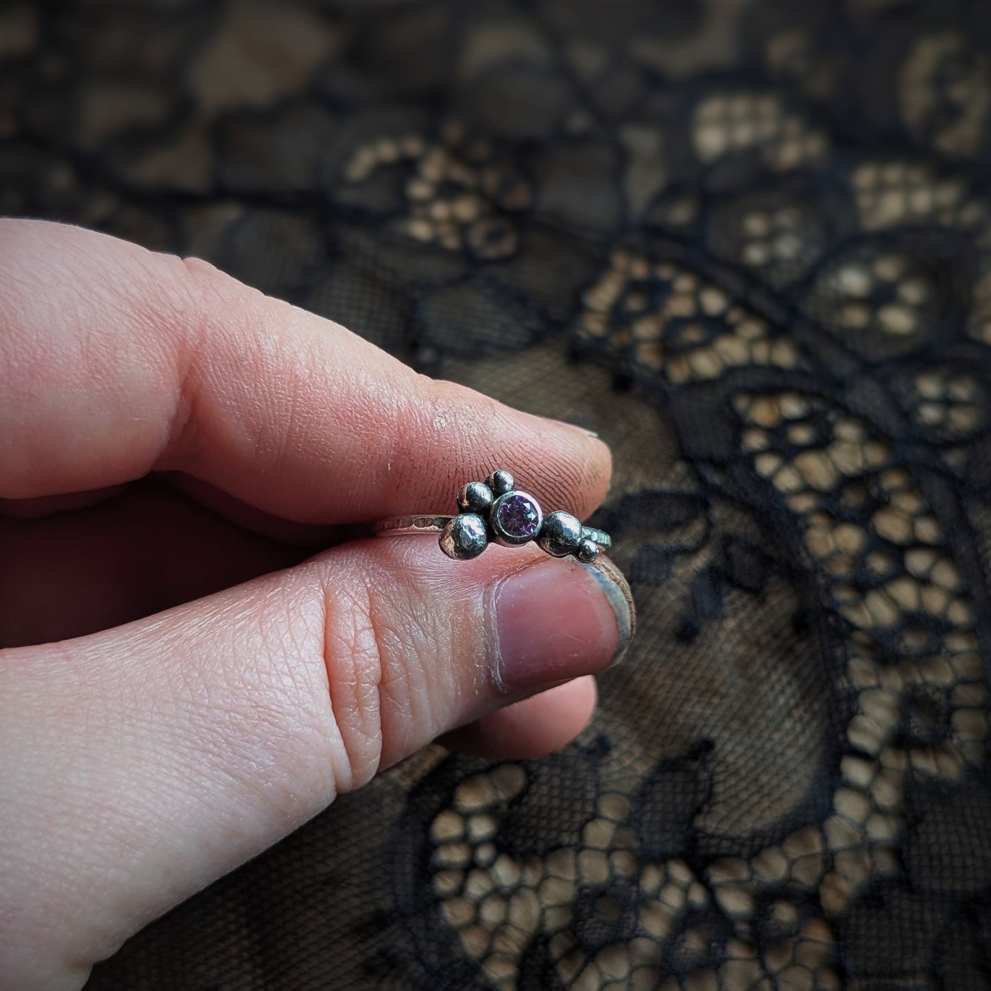 Mystery Pink CZ Bubble Ring