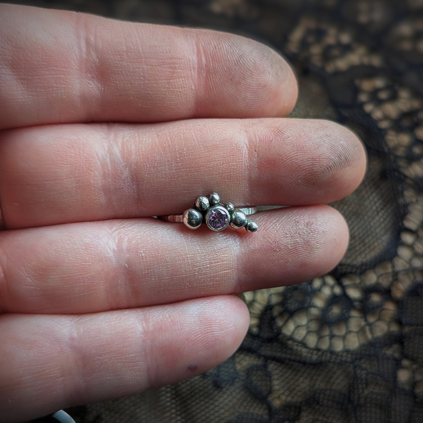 Mystery Pink CZ Bubble Ring