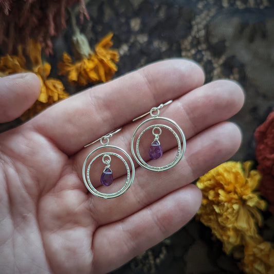 Amethyst Crest Earrings