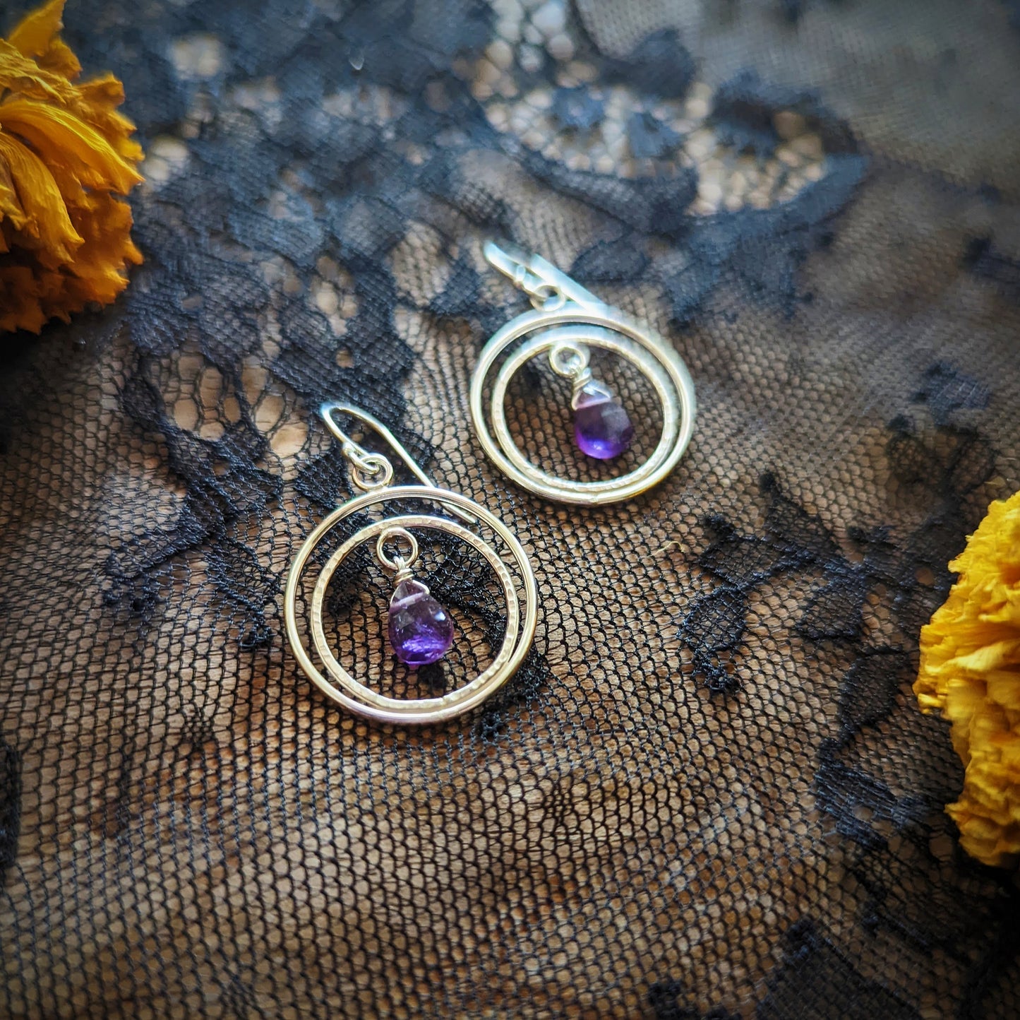 Amethyst Crest Earrings
