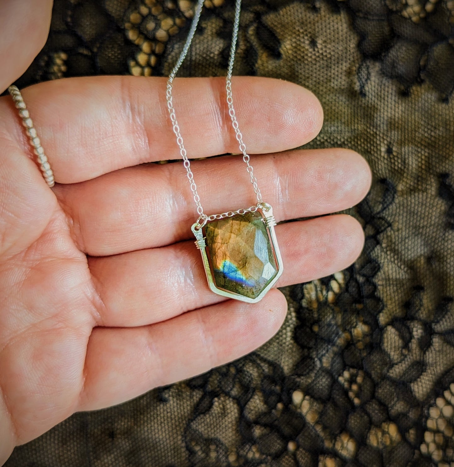 Labradorite Shield Necklace