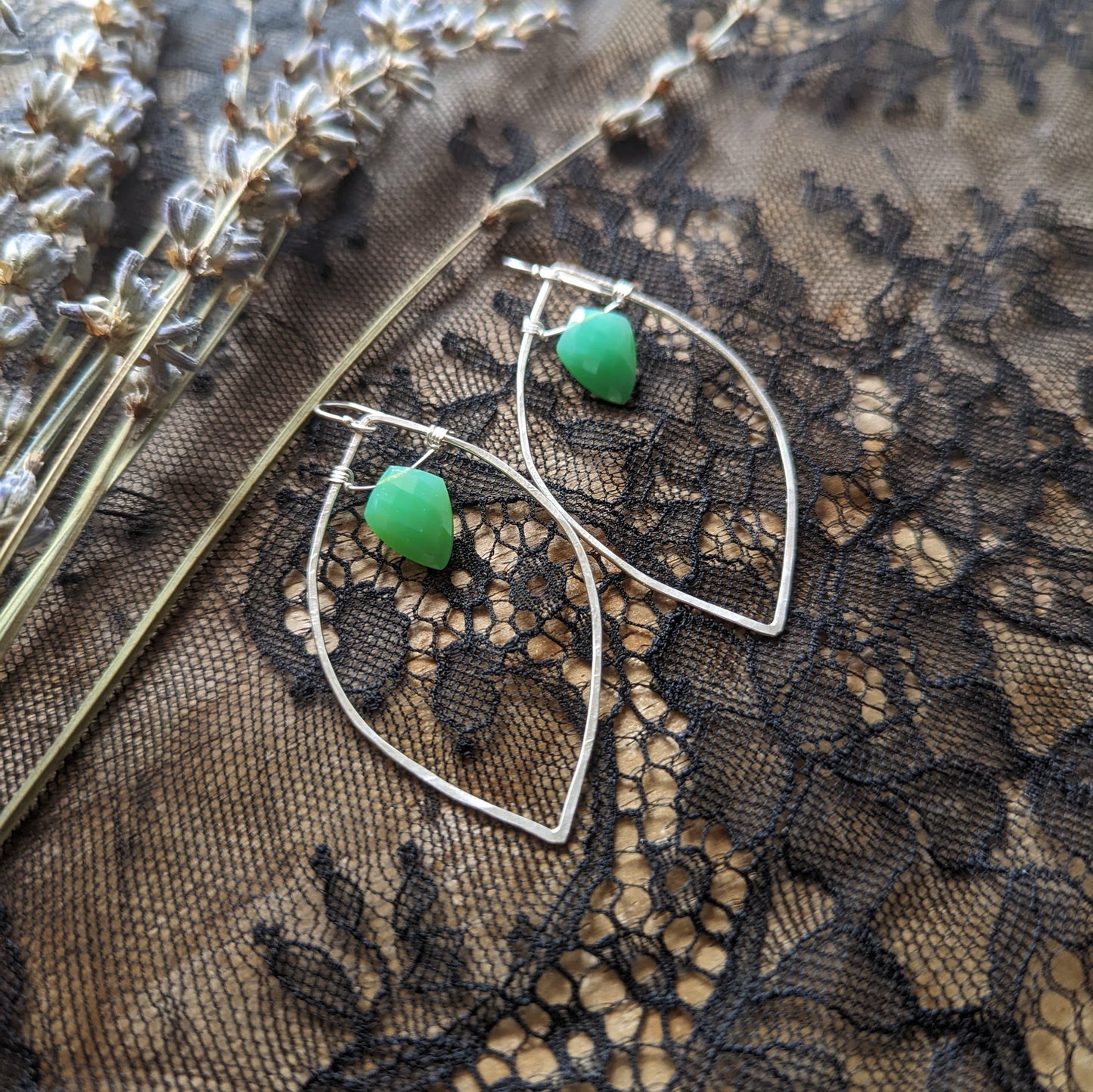 Chrysoprase Petal Earrings
