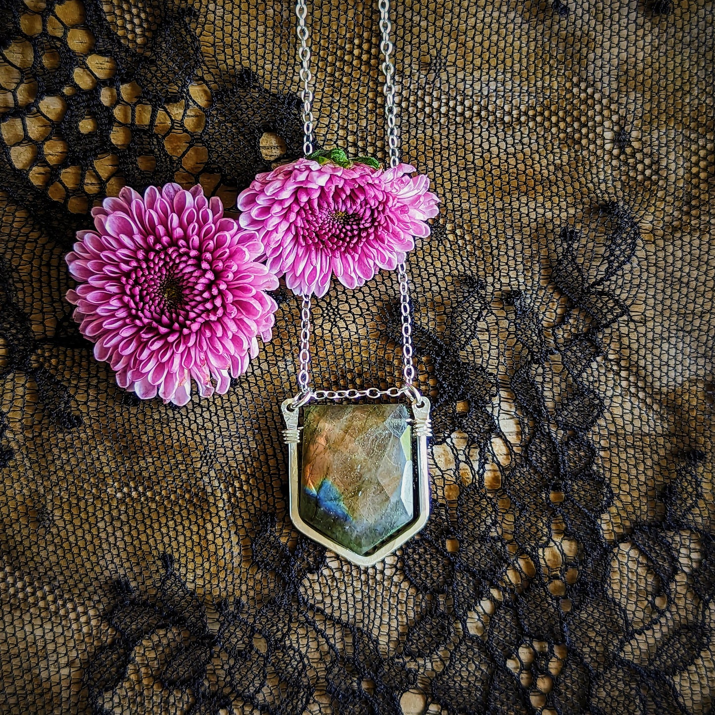 Labradorite Shield Necklace