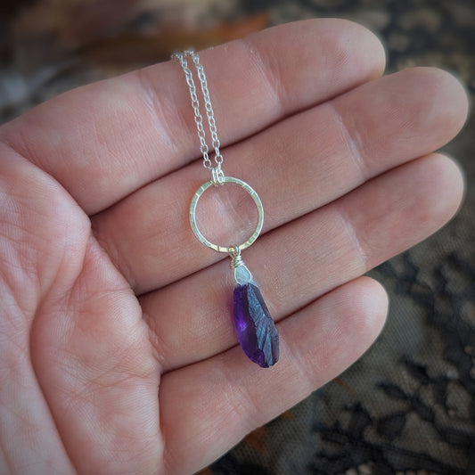 Raw Amethyst Charm Necklace