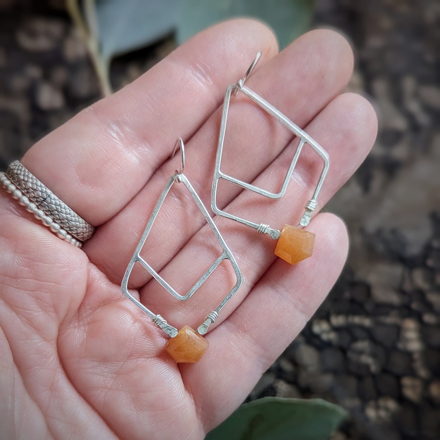 Aventurine Badge Earrings